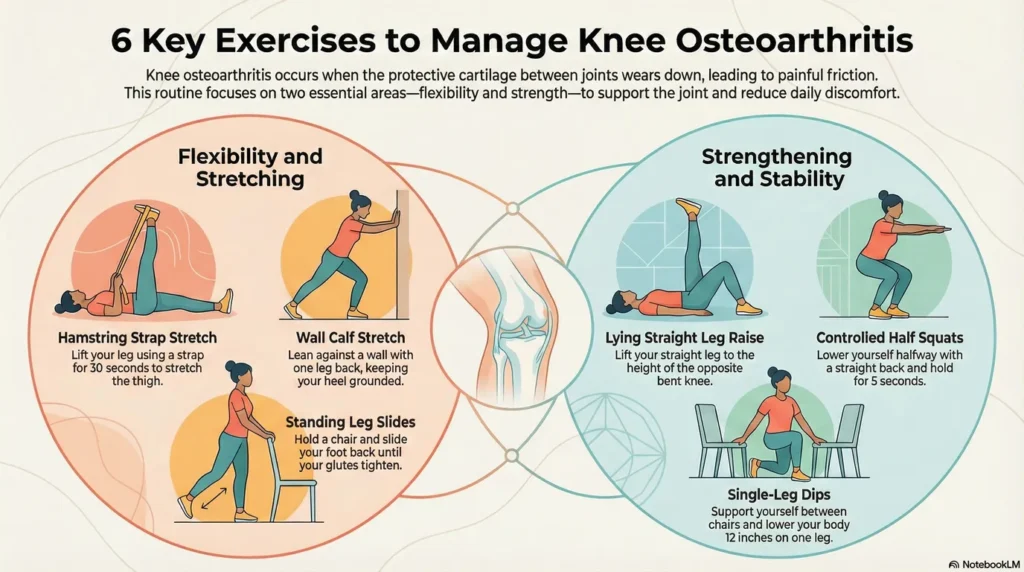 أفضل 6 تمارين لعلاج خشونة الركبة- انفوجراف