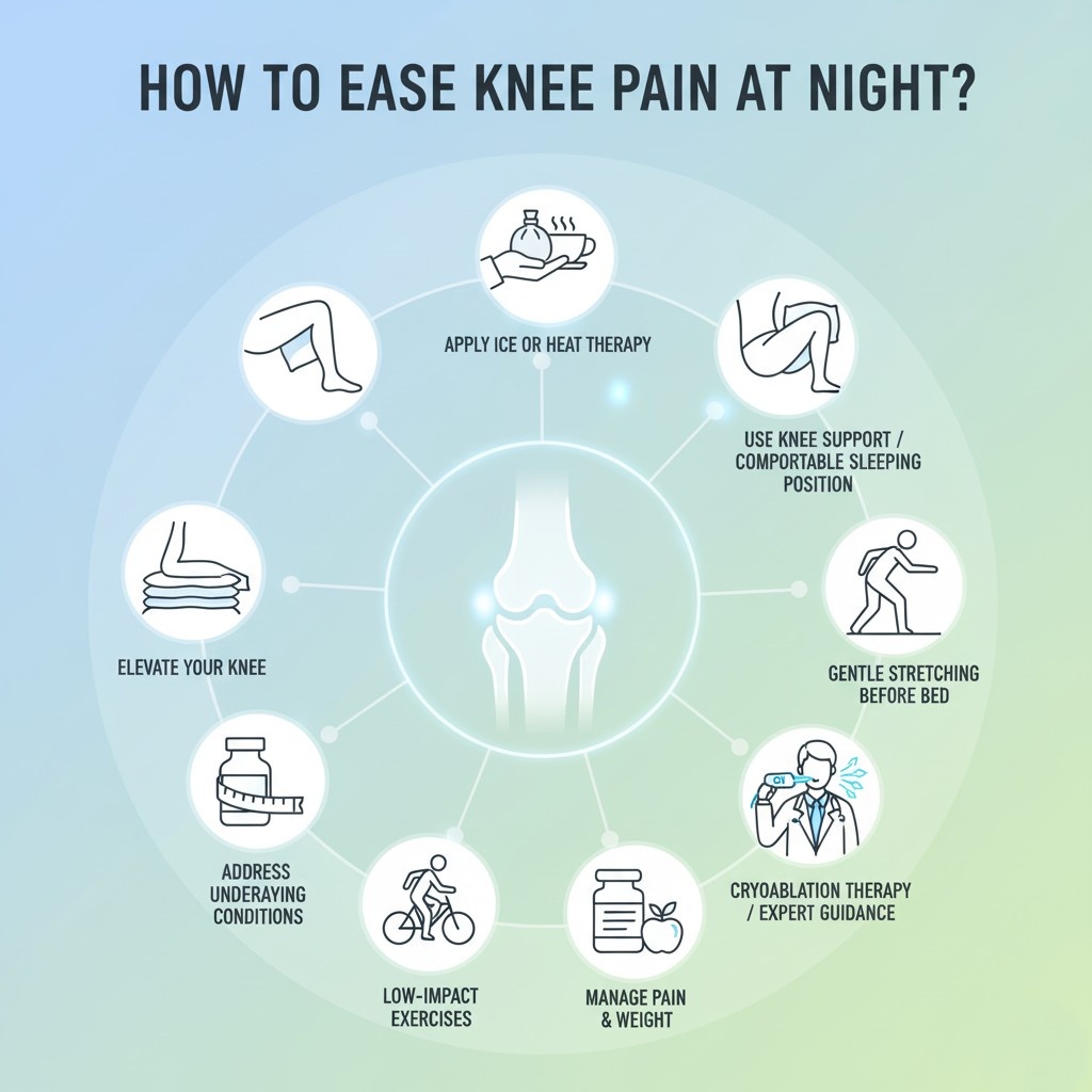 knee pain at night treatment, knee pain wakes me up at night, stabbing knee pain at night, inner knee pain worse at night, knee pain only at night, how to ease knee pain at night