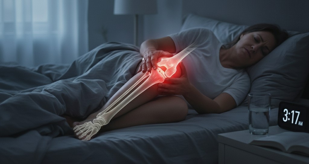 knee pain at night, knee pain worse at night, burning knee pain at night, severe knee pain at night