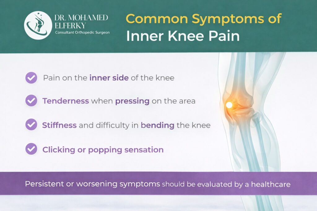 Common symptoms of inner knee pain