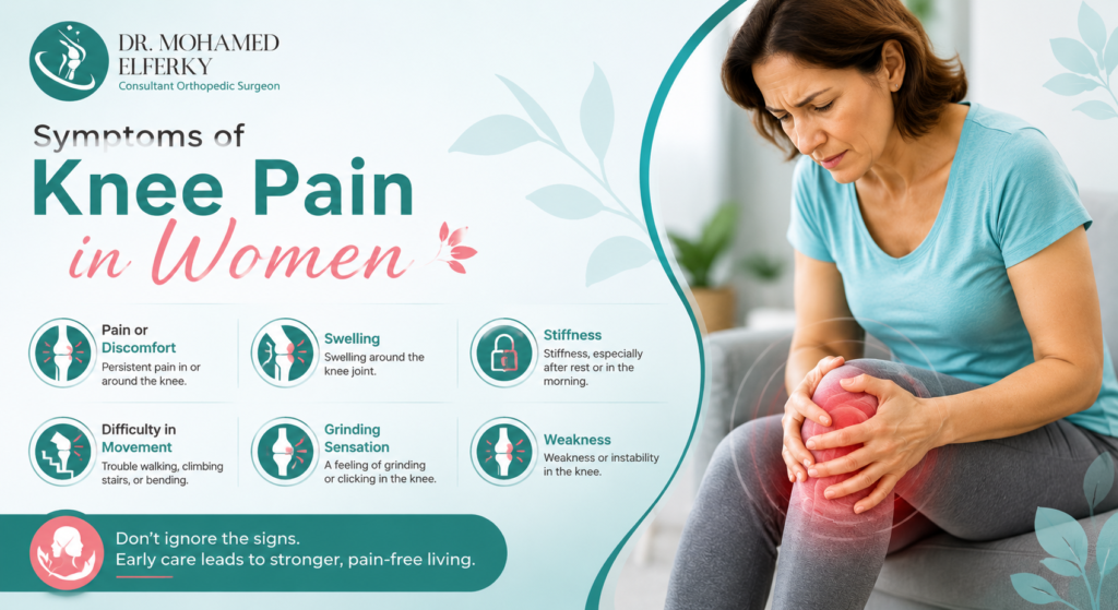 Symptoms of Knee pain in women